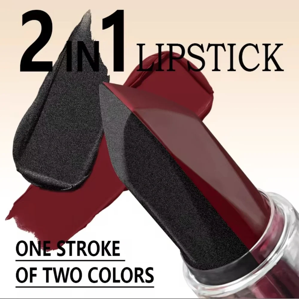 NIB 2 Tone Lipstick Matte Black Red